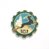 Insigne du 503e régiment du train illustré par une gazelle noire bondissante.