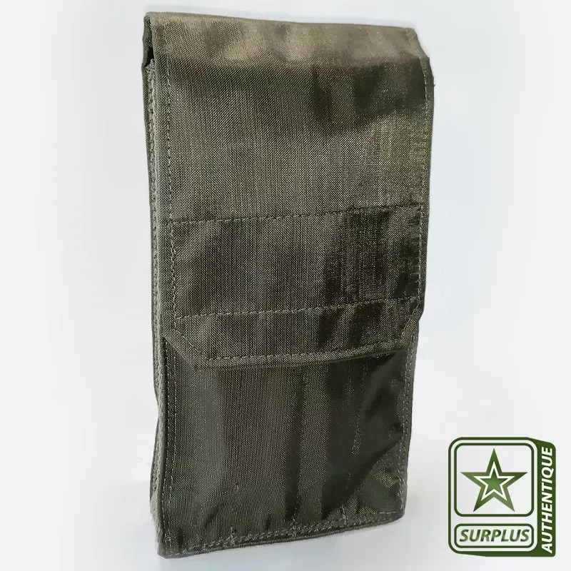 Porte-chargeurs pour Fusil-Mitrailleur MAT 49, couleur kaki, fait en Nylon, accessoire de l'Armée française.