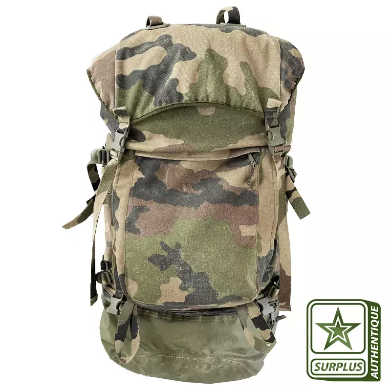 Sac à dos MILITAIRE réglementaire F2, grand volume (~100L), en camouflage CE.